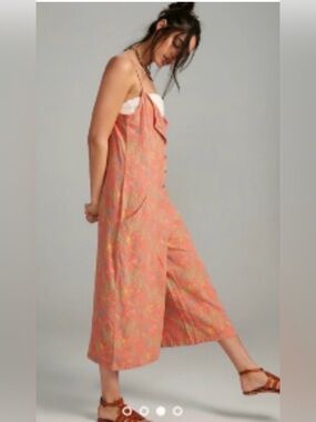 Bobo Choses Coral Floral Button-Front jumpsuit